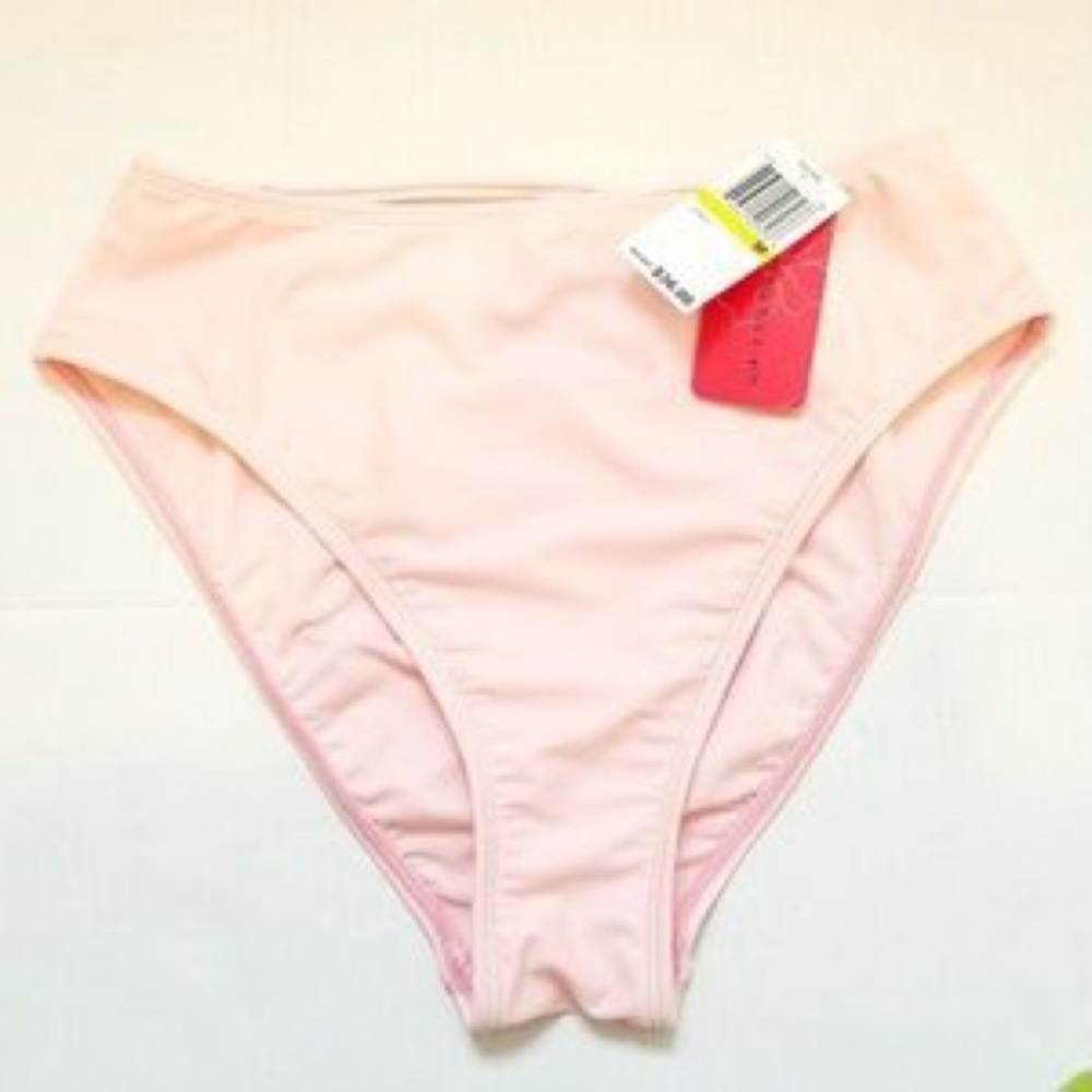 gossip high waisted pink bikini bottoms (cross)